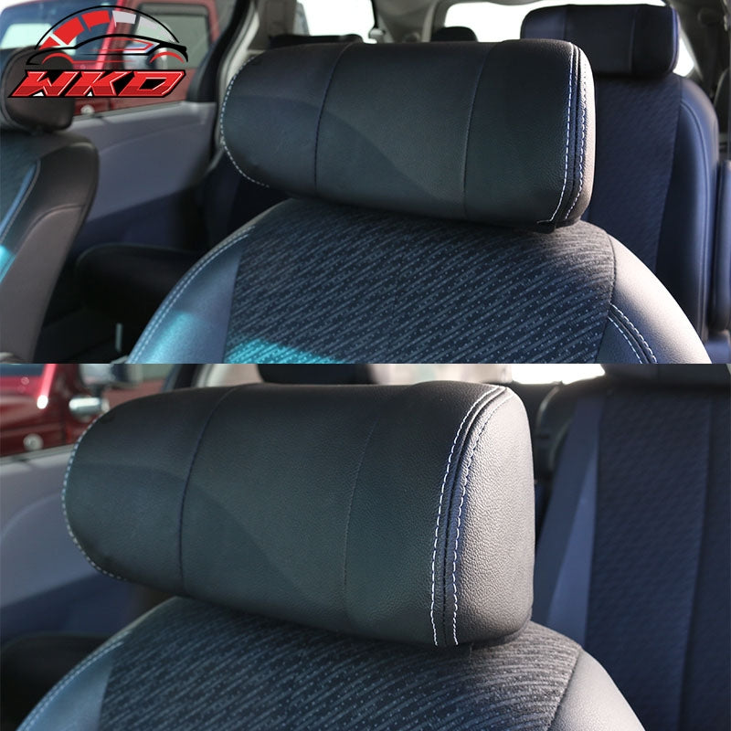 Pair Seat Headrest Neck Cushion BK CFL PU Rod Dia 10mm Space 150mm For Mazda 3/6