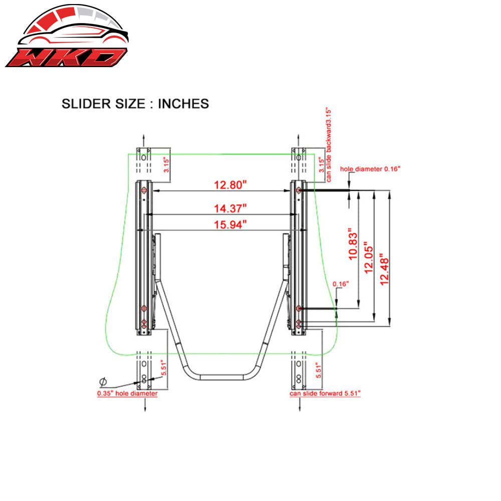 Universal 14 Inch Dual Locking Racing Seat Adjustable Slider Steel Rail Track