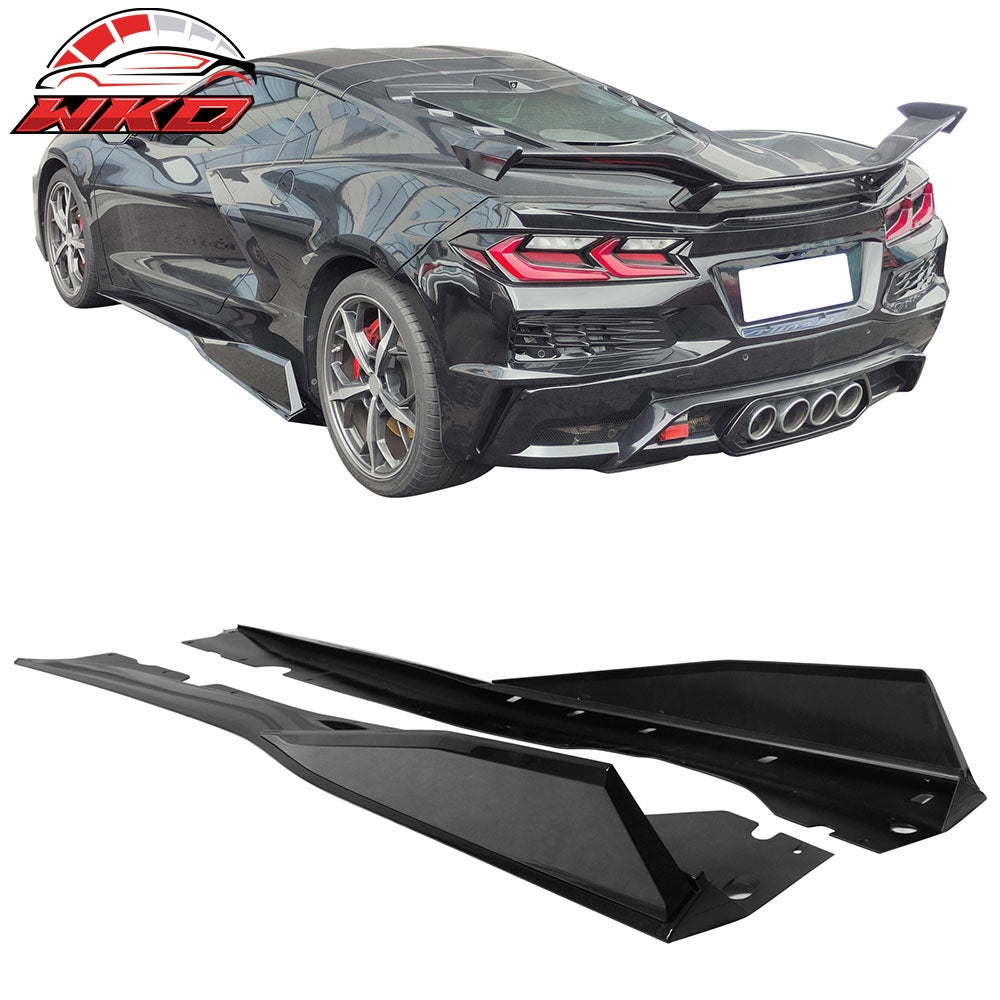 20-26 Chevy Corvette C8 IKON V1 B Style Gloss Black Side Skirt Extension PP | Wholesale