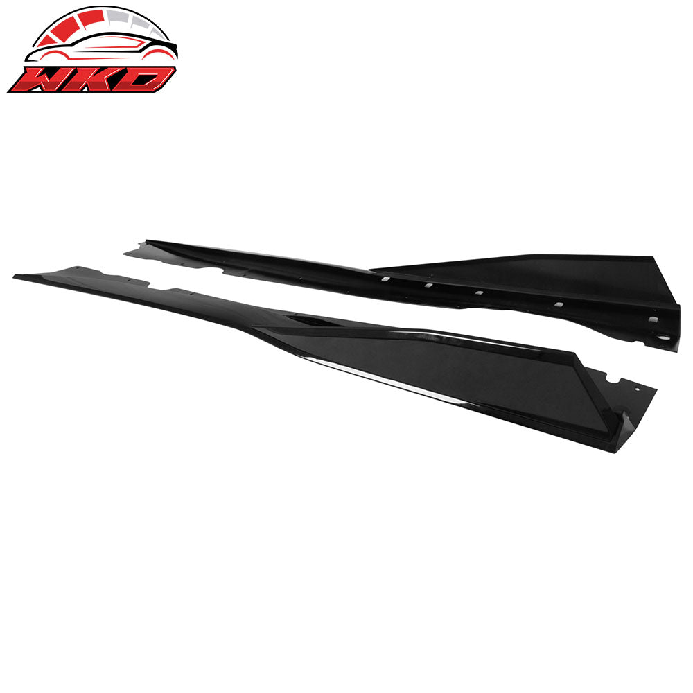Fits 20-25 Chevy Corvette C8 IKON V1 B Style Gloss Black Side Skirt Extension PP