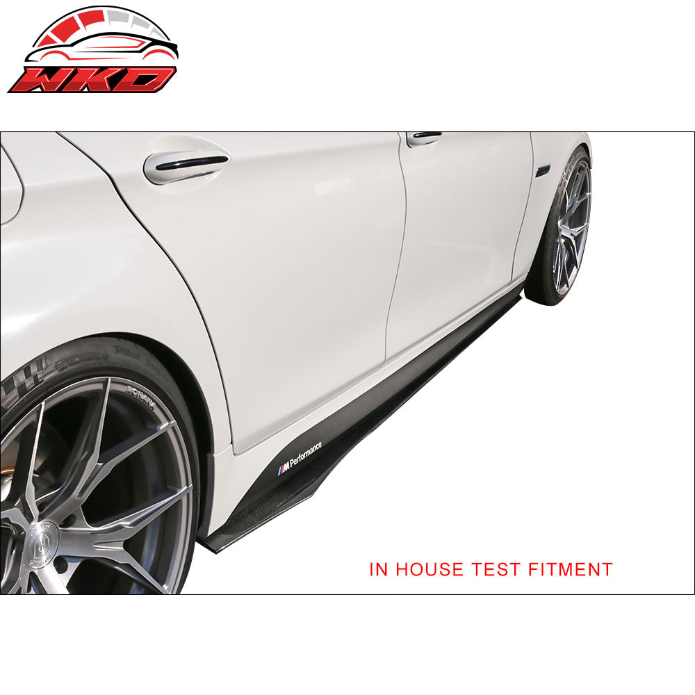 Fits Universal 85.5 In Side Skirt Extension Flat Bottom Line Lip Carbon CF Pair