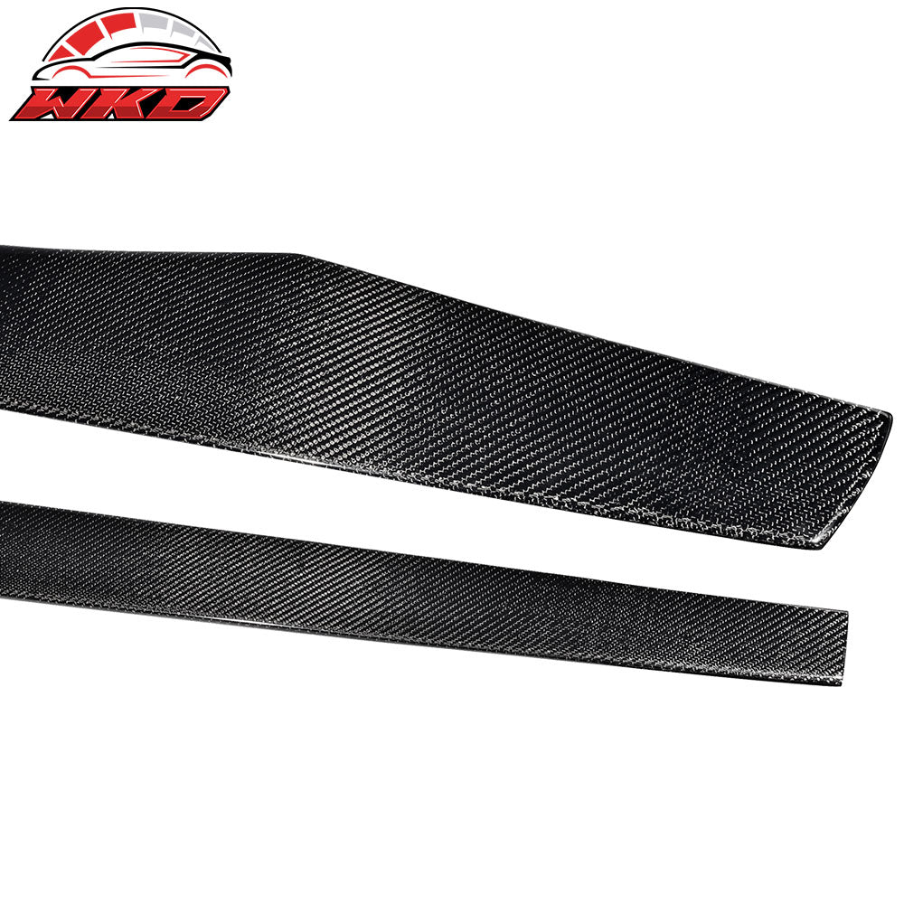 Fits Universal 85.5 In Side Skirt Extension Flat Bottom Line Lip Carbon CF Pair