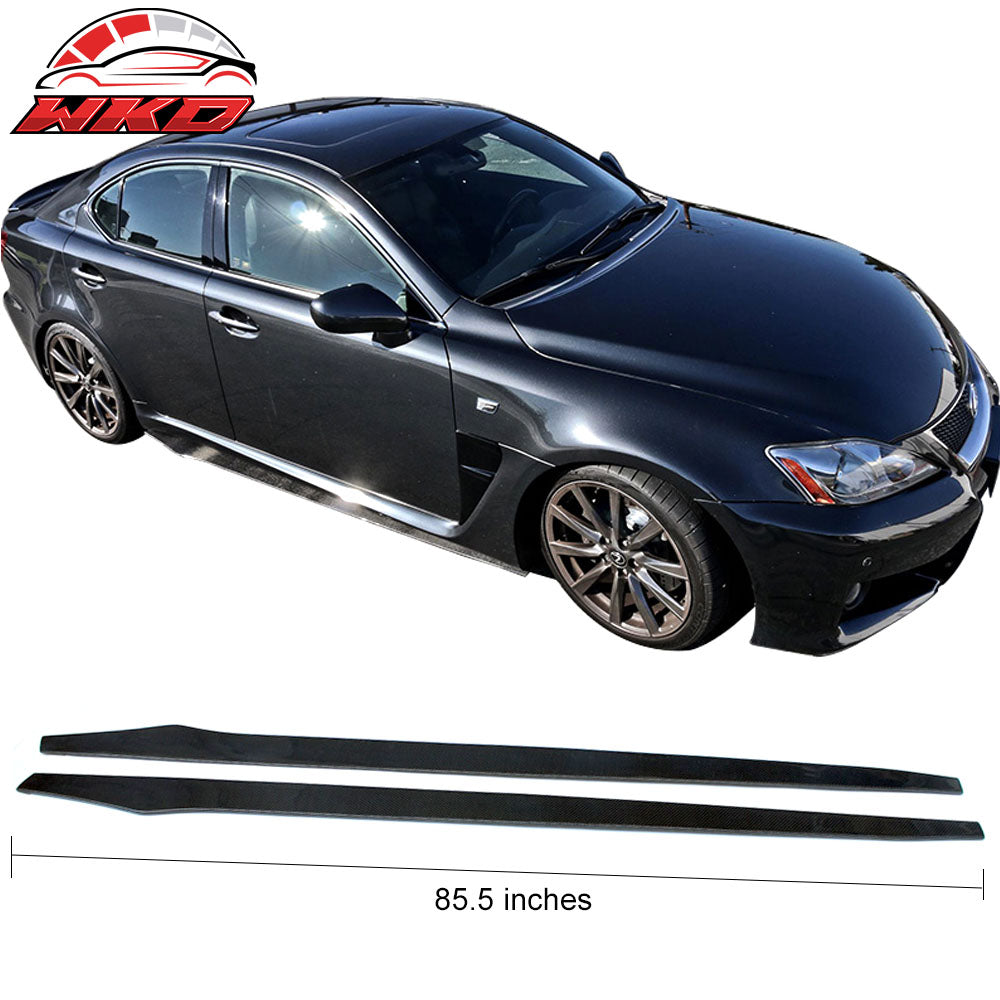 Fits 18-21 Kia Stinger Side Skirt Extension Flat Bottom Line Lip Carbon CF Pair