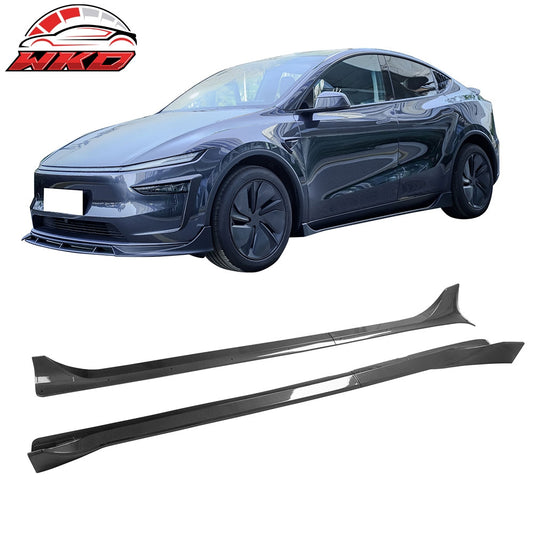 25-26 Tesla Model Y Juniper Side Skirts Carbon Fiber Print Rocker Panel 2PC | Wholesale