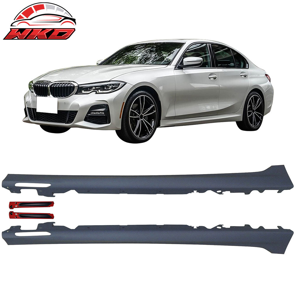 Fit 19-26 BMW 3 Series G20 Sedan M-Tech Side Skirts Diffuser Lip w/Ambient Light