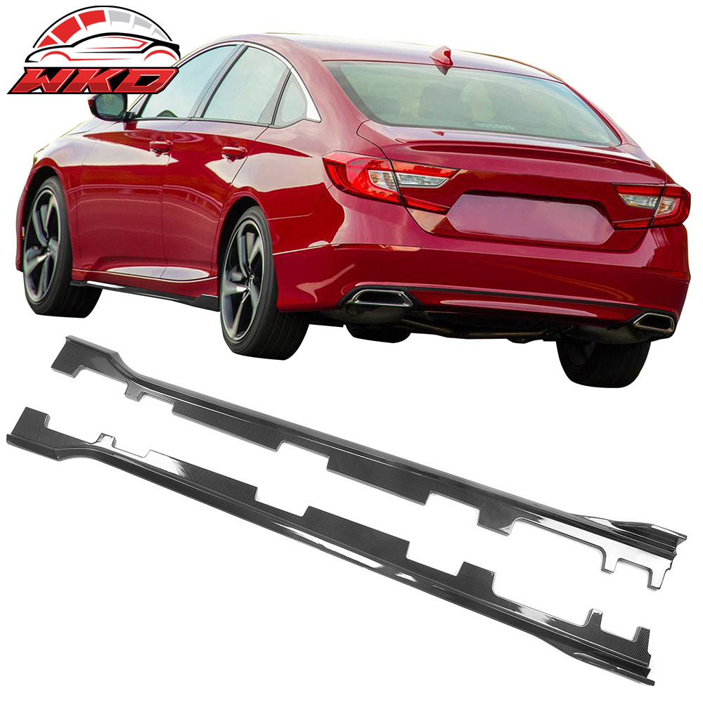 Fits 18-22 Honda Accord IKON Style 2PCS Side Skirts Extension Carbon Fiber Print