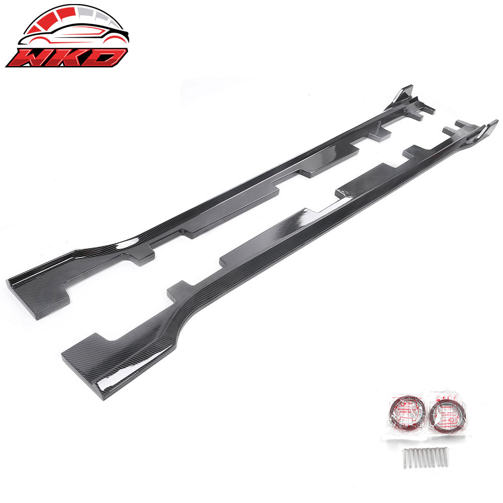 Fits 18-22 Honda Accord IKON Style 2PCS Side Skirts Extension Carbon Fiber Print
