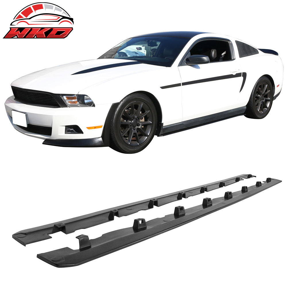 Fits 10-14 Ford Mustang Side Skirts Extension Pair Unpainted Black Left Right PU