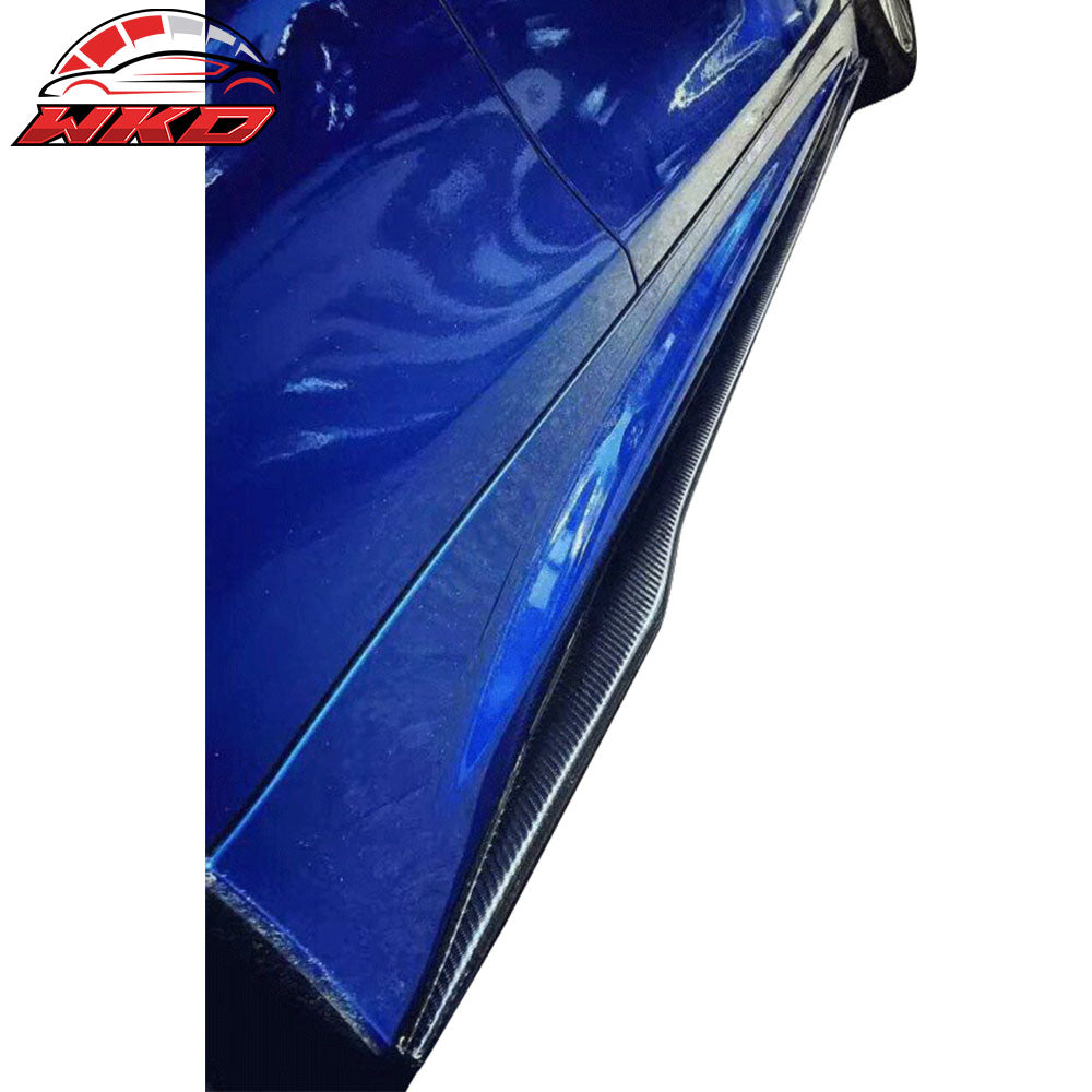 Universal 77.5" Side Skirts Extension Rocker Panel Flat Bottom Line Carbon Fiber