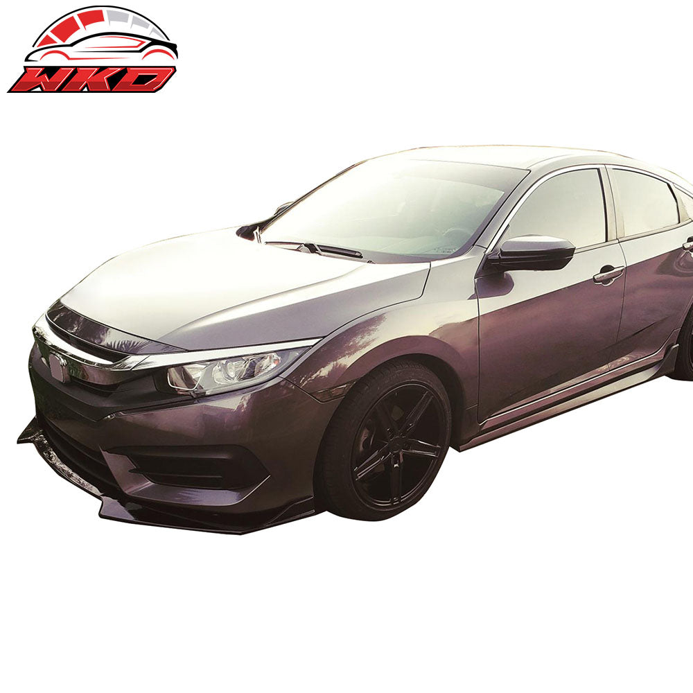 Fits 16-21 Honda Civic Sedan Type-R Style 2PCS Side Skirts Extension Splitter PP