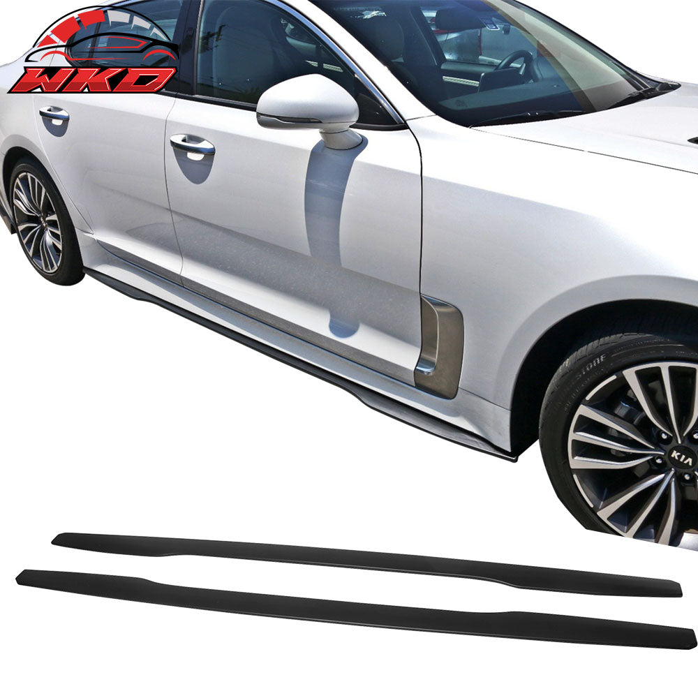 Fit 18-21 Kia Stinger Ikon Style Side Skirts Extension Unpainted Black ABS