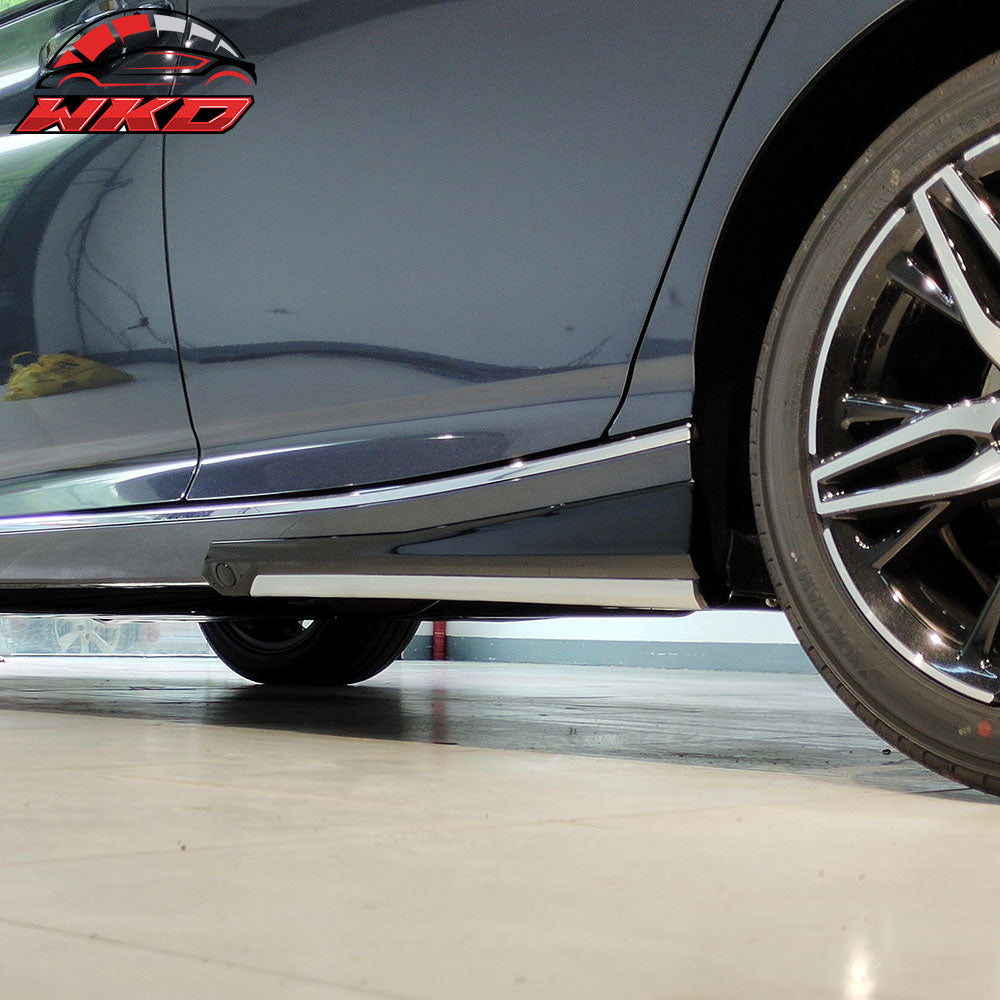 Fits 18-22 Honda Accord Sedan 4Dr 4PCS Side Skirts Rocker Panel PP Gloss Black