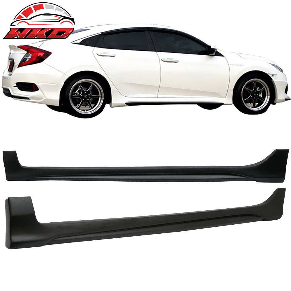 Fits 16-21 Honda Civic Sedan AVS Style Side Skirts Rocker Panel Splitter - PP