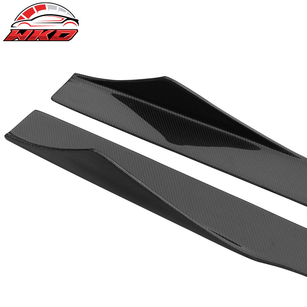 Universal 81" 2PC Factory D Style Side Skirts Extension Splitter Carbon Fiber CF
