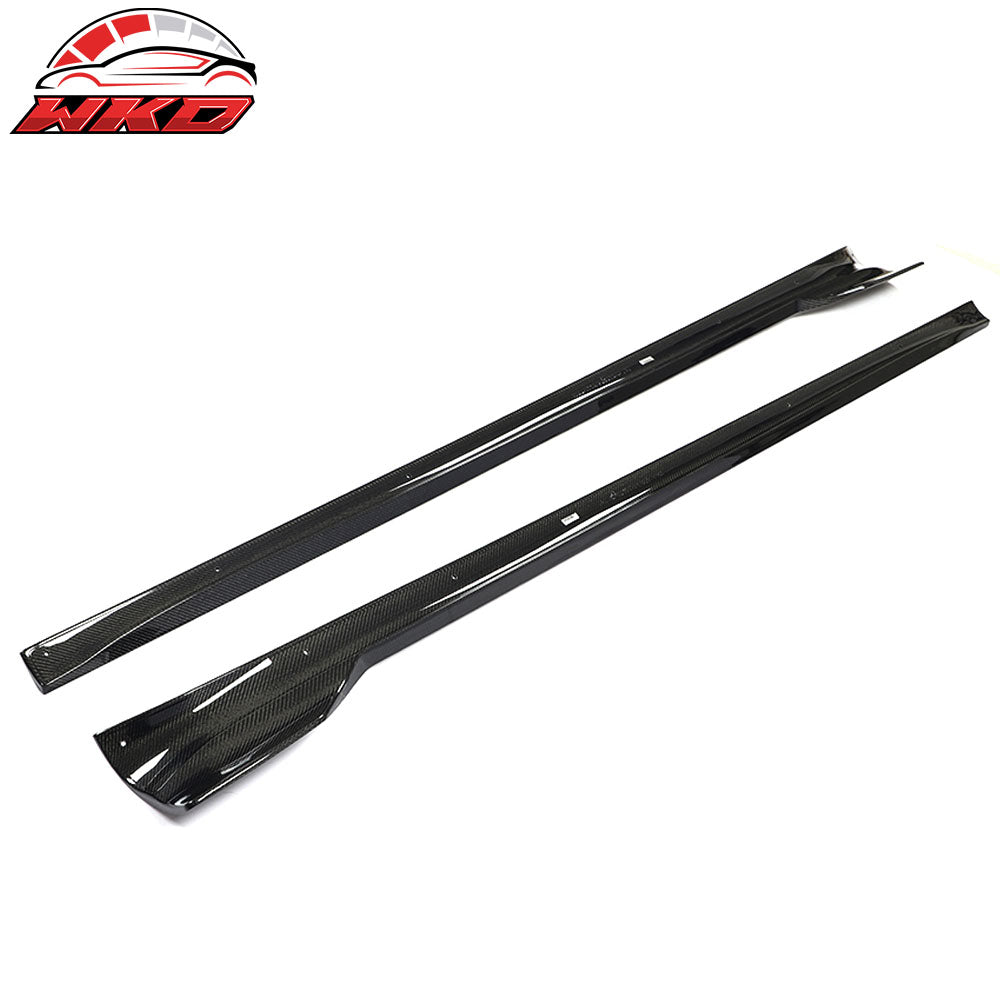 Fits 21-25 Tesla Model S Revozport Gloss Carbon Fiber Side Skirts Splitter Panel