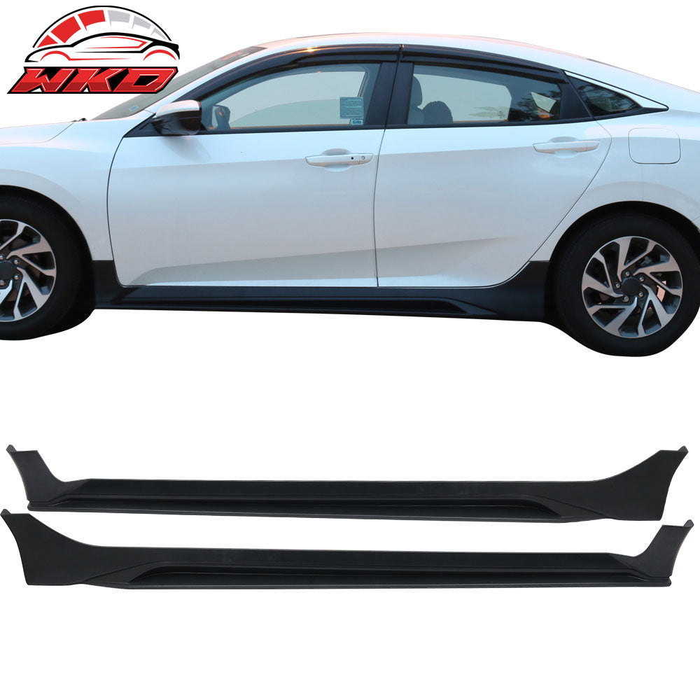 Fits 16-21 Honda Civic Sedan 10th Gen MUG Style Side Skirts Unpainted Black PP
