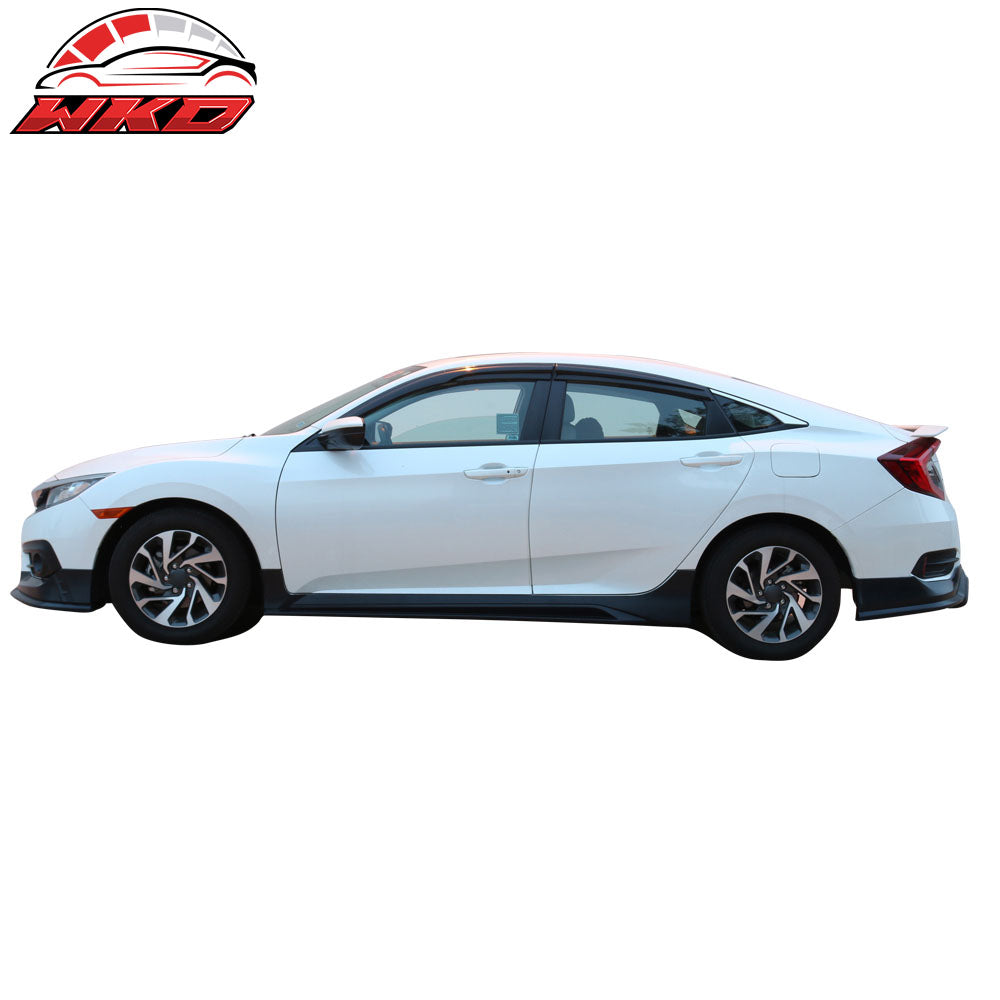 Fits 16-21 Honda Civic Sedan 10th Gen MUG Style Side Skirts Unpainted Black PP