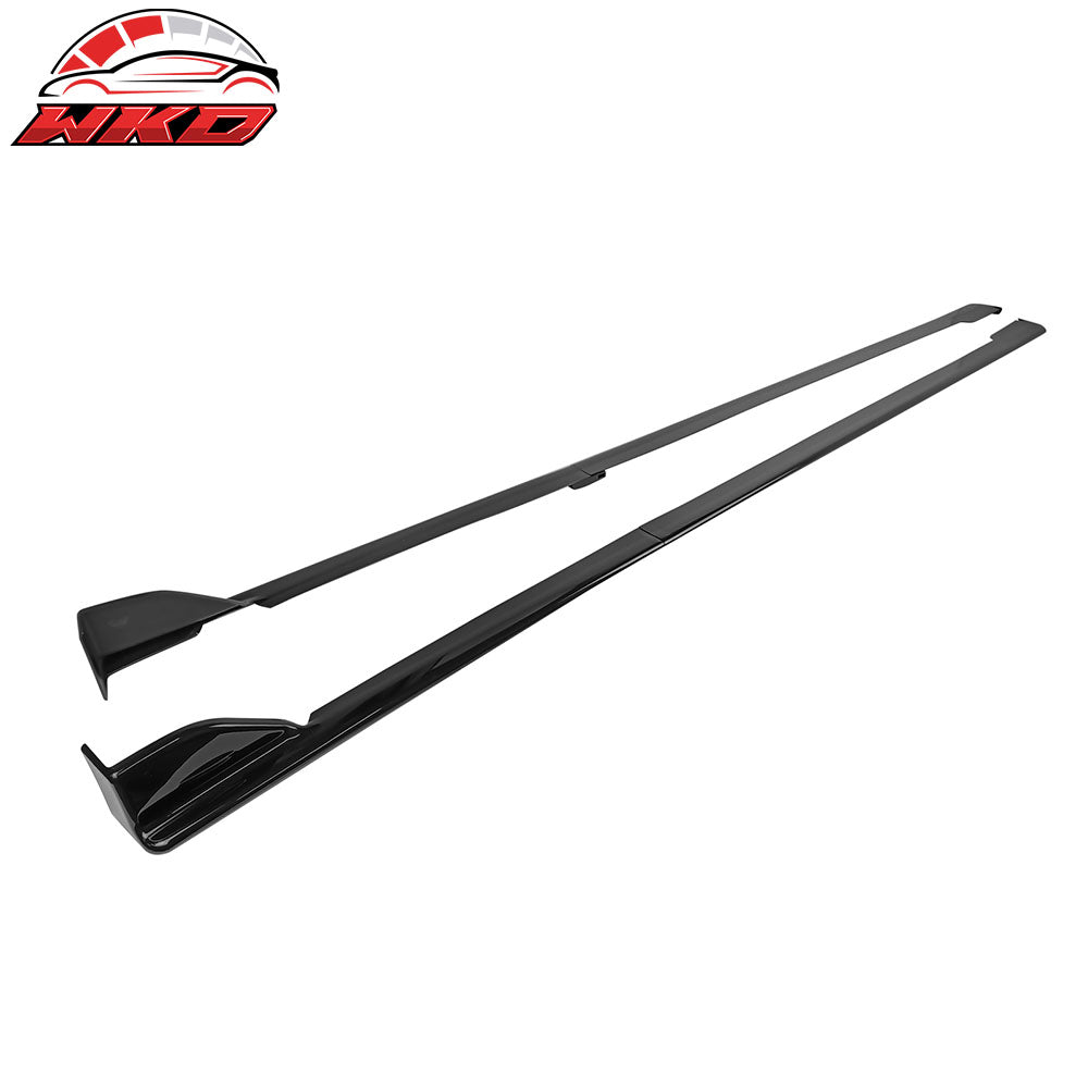 Fits 15-21 Subaru WRX STI Style 4PCS Side Skirts #D4S Crystal Black Silica Pearl