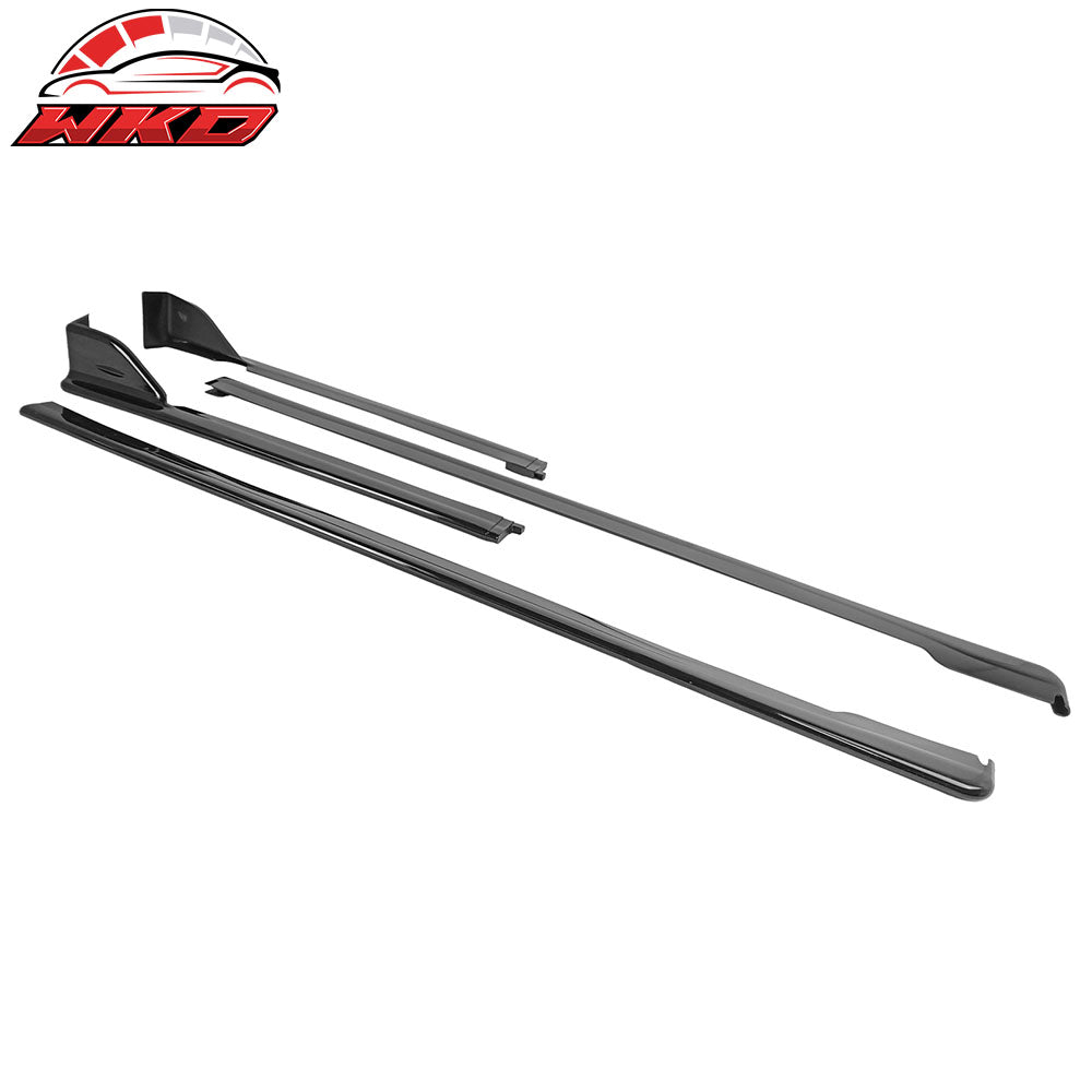 Fits 15-21 Subaru WRX STI Style 4PCS Side Skirts #D4S Crystal Black Silica Pearl