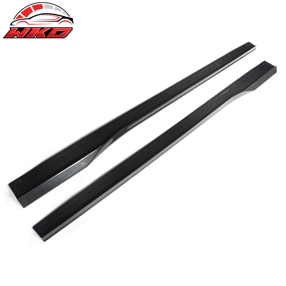 Fits 24-26 Ford Mustang R Style Carbon Fiber Side Skirts Extension Splitters CF