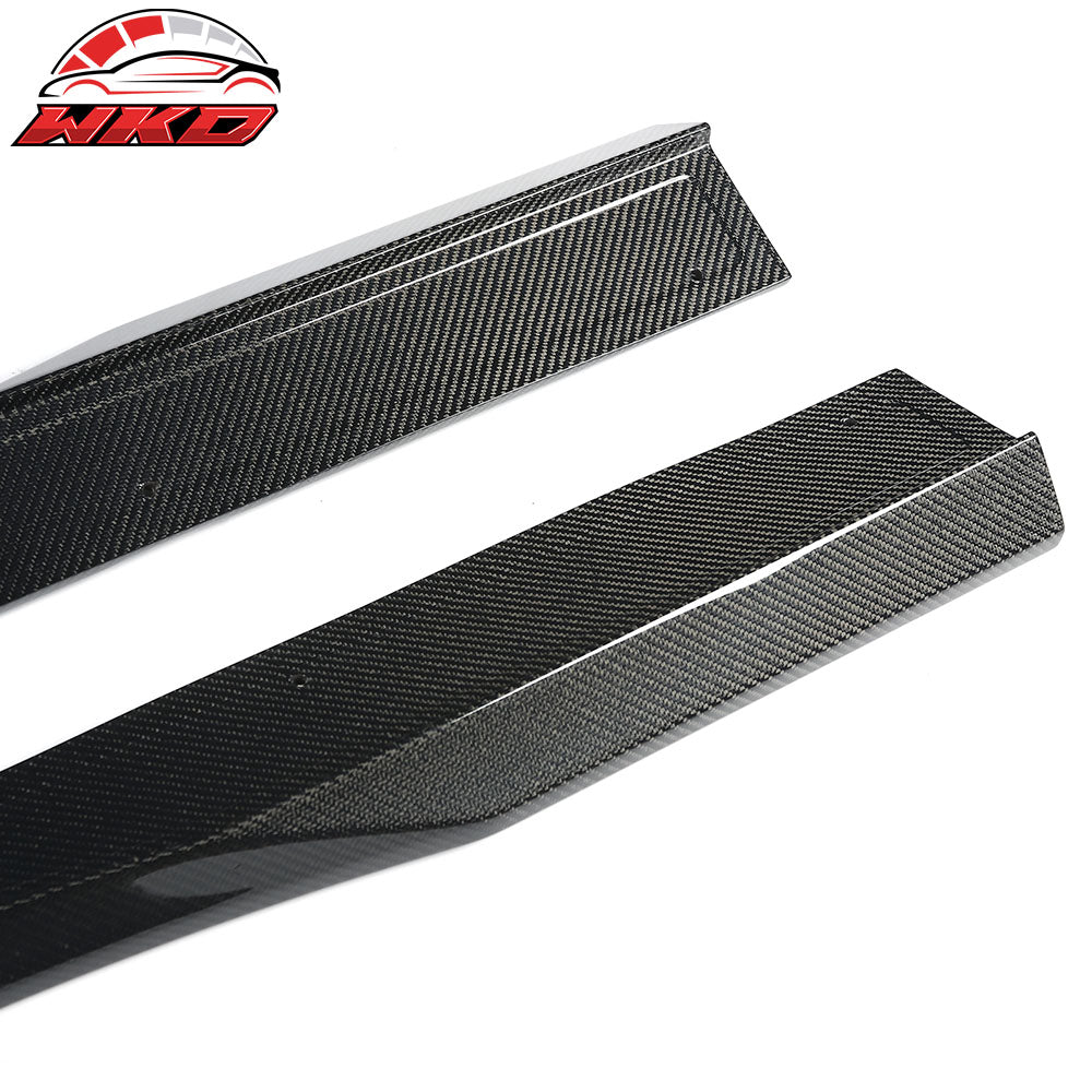 Fits 24-26 Ford Mustang R Style Carbon Fiber Side Skirts Extension Splitters CF