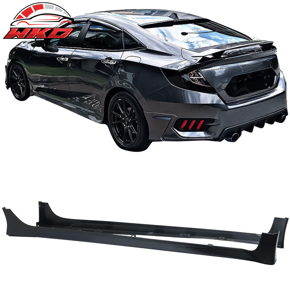 Fits 16-21 Civic Sedan HF-P Style Side Skirts Pair Unpainted Black PP