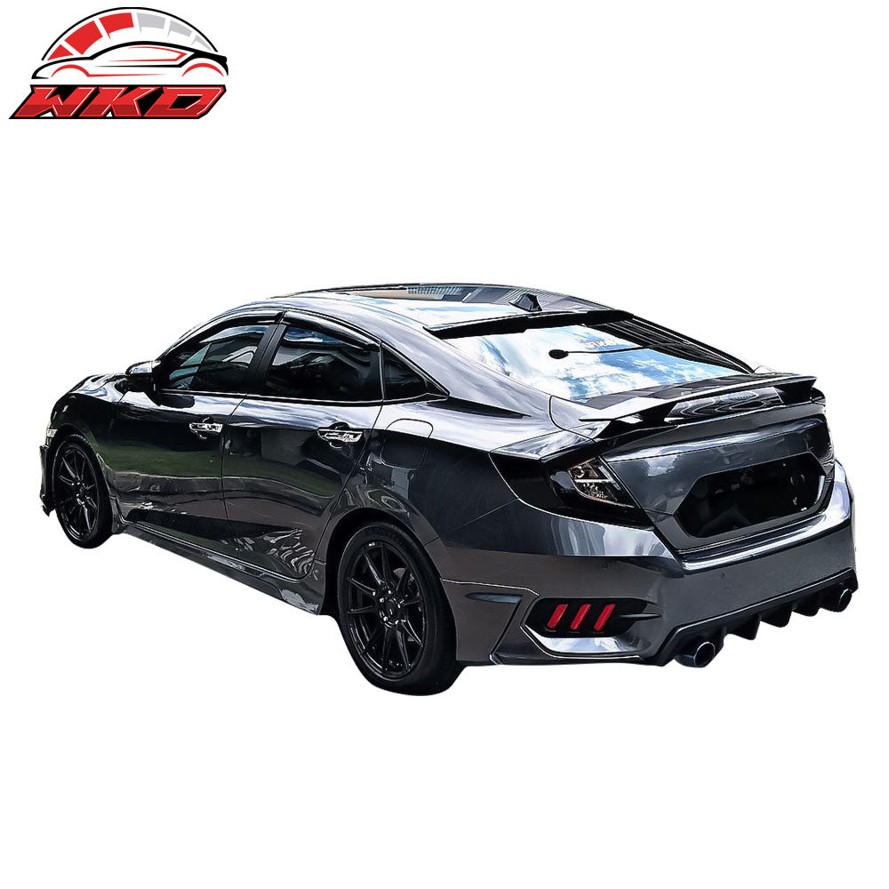 Fits 16-21 Civic Sedan HF-P Style Side Skirts Pair Unpainted Black PP