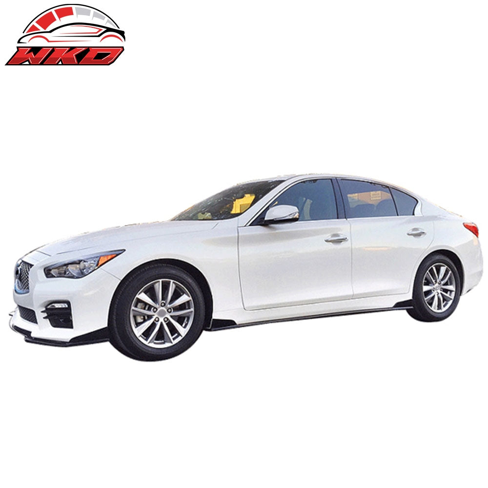 Fits 14-23 Infiniti Q50 ST Style Side Skirts Extension Rocker Panel Spoiler PU