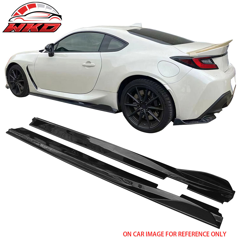 Fits 22-26 Toyota GR86/Subaru BRZ IKON V2 Side Skirts Carbon Fiber Print ABS