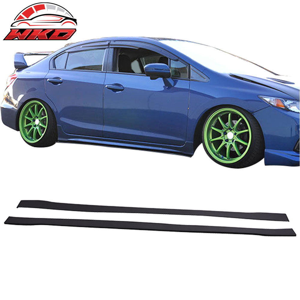 78"x3" Universal Side Skirt Extension Flat Bottom Line Lip Rocker Panel Set