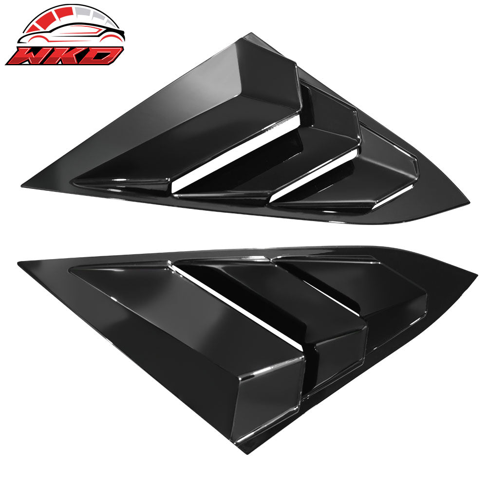 Fits 16-21 Honda Civic Sedan Rear Side Window Louver Sun Rain Shade Gloss Black