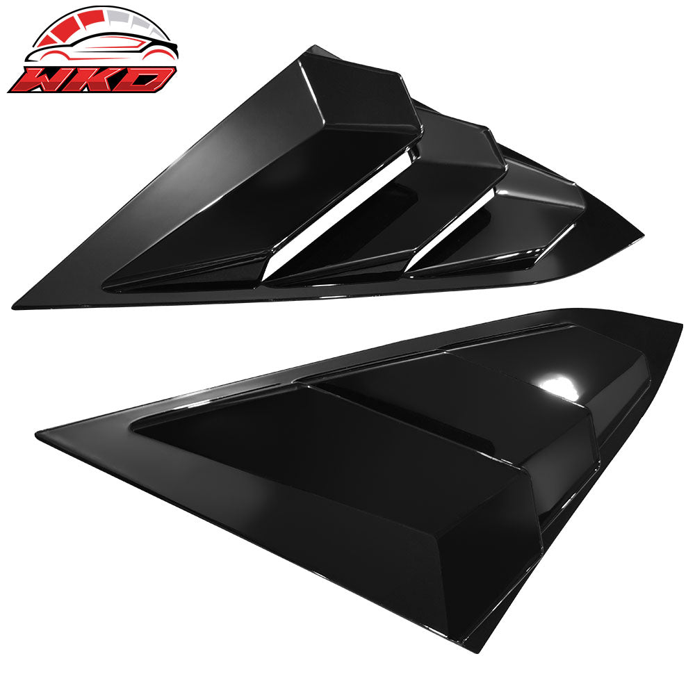 Fits 16-21 Honda Civic Sedan Rear Side Window Louver Sun Rain Shade Gloss Black