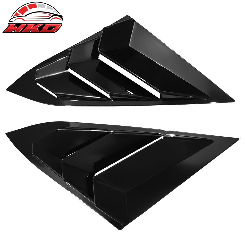 Fits 16-21 Honda Civic Sedan Rear Side Window Louver Sun Rain Shade Gloss Black