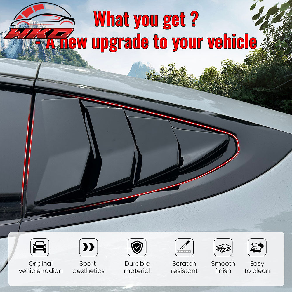 Fits 22-25 Tesla Model X IKON Style 2PCS Side Window Louvers Scoop Gloss Black