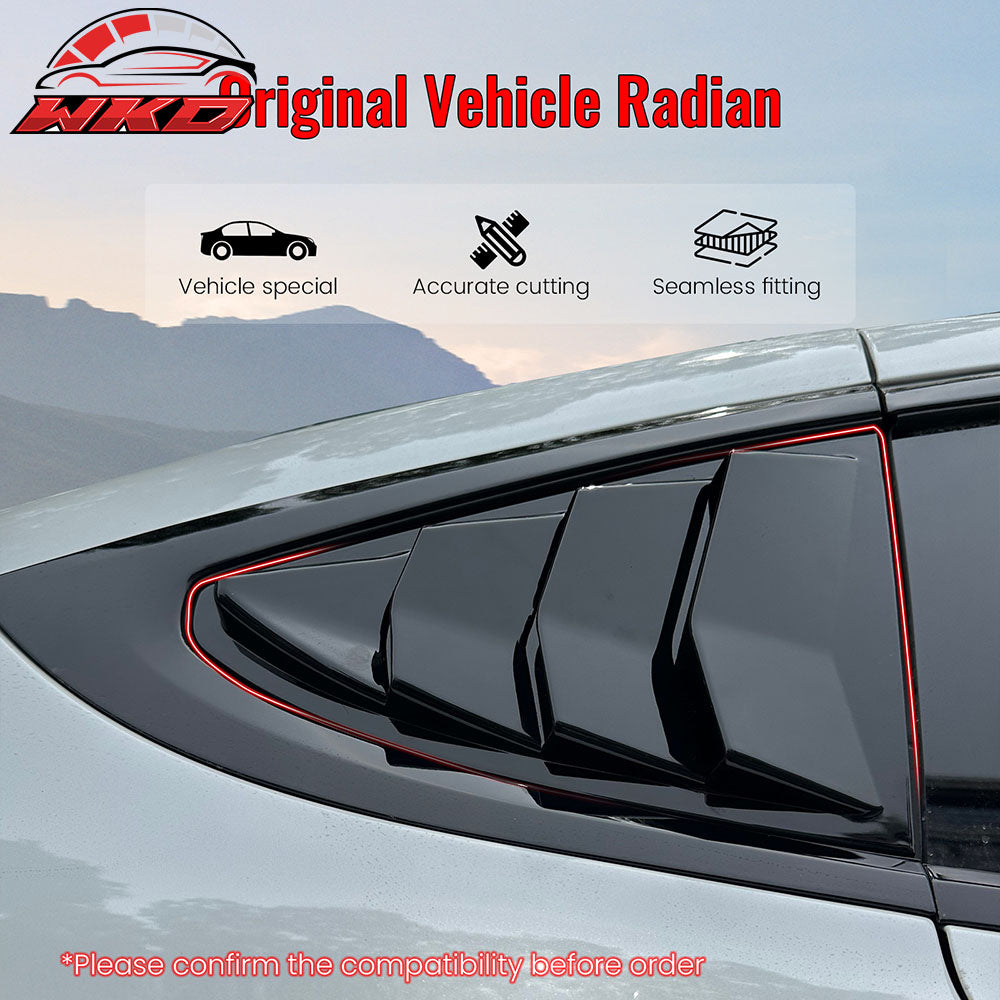 Fits 22-25 Tesla Model X IKON Style 2PCS Side Window Louvers Scoop Gloss Black