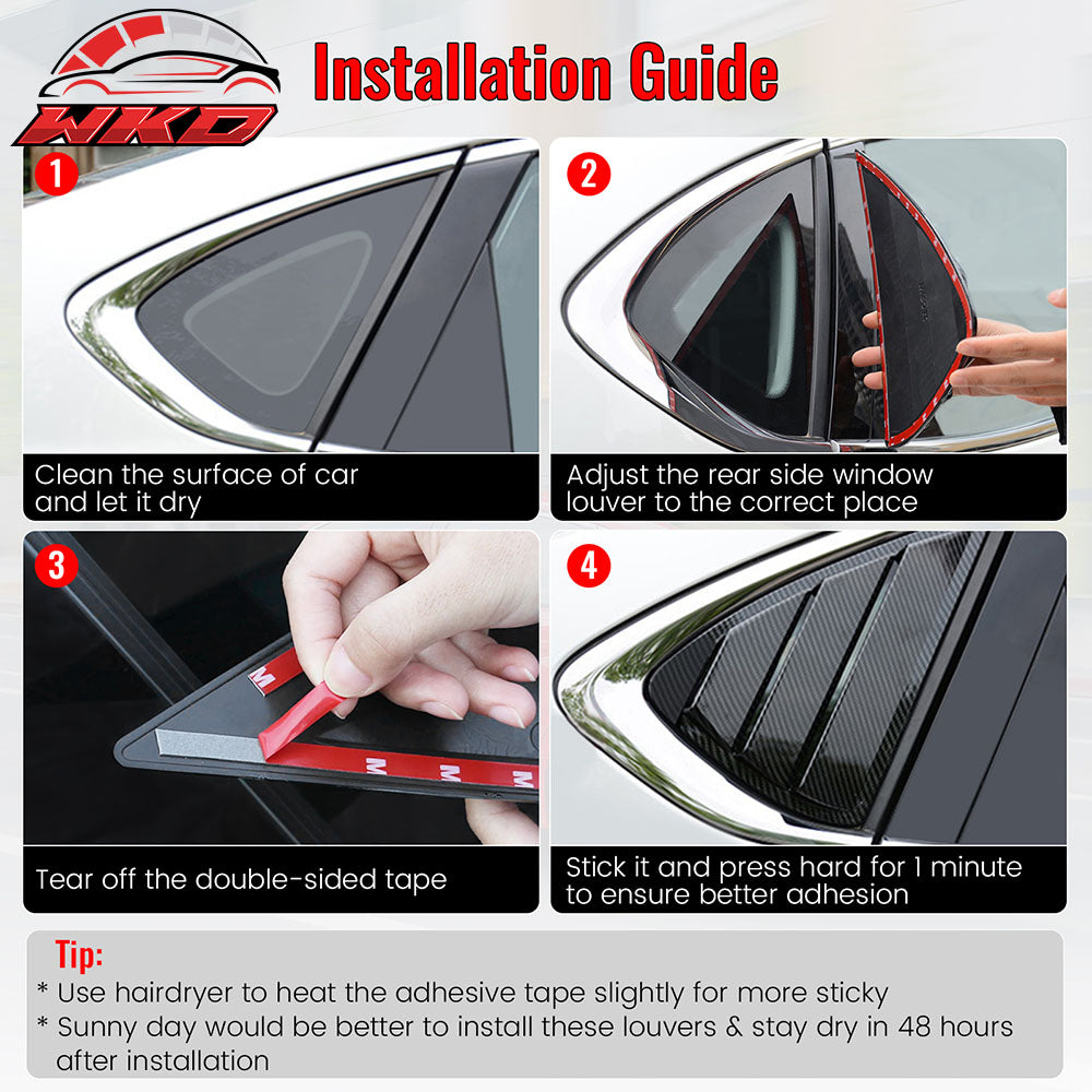 Fits 22-25 Tesla Model X IKON Style 2PCS Side Window Louvers Scoop Gloss Black