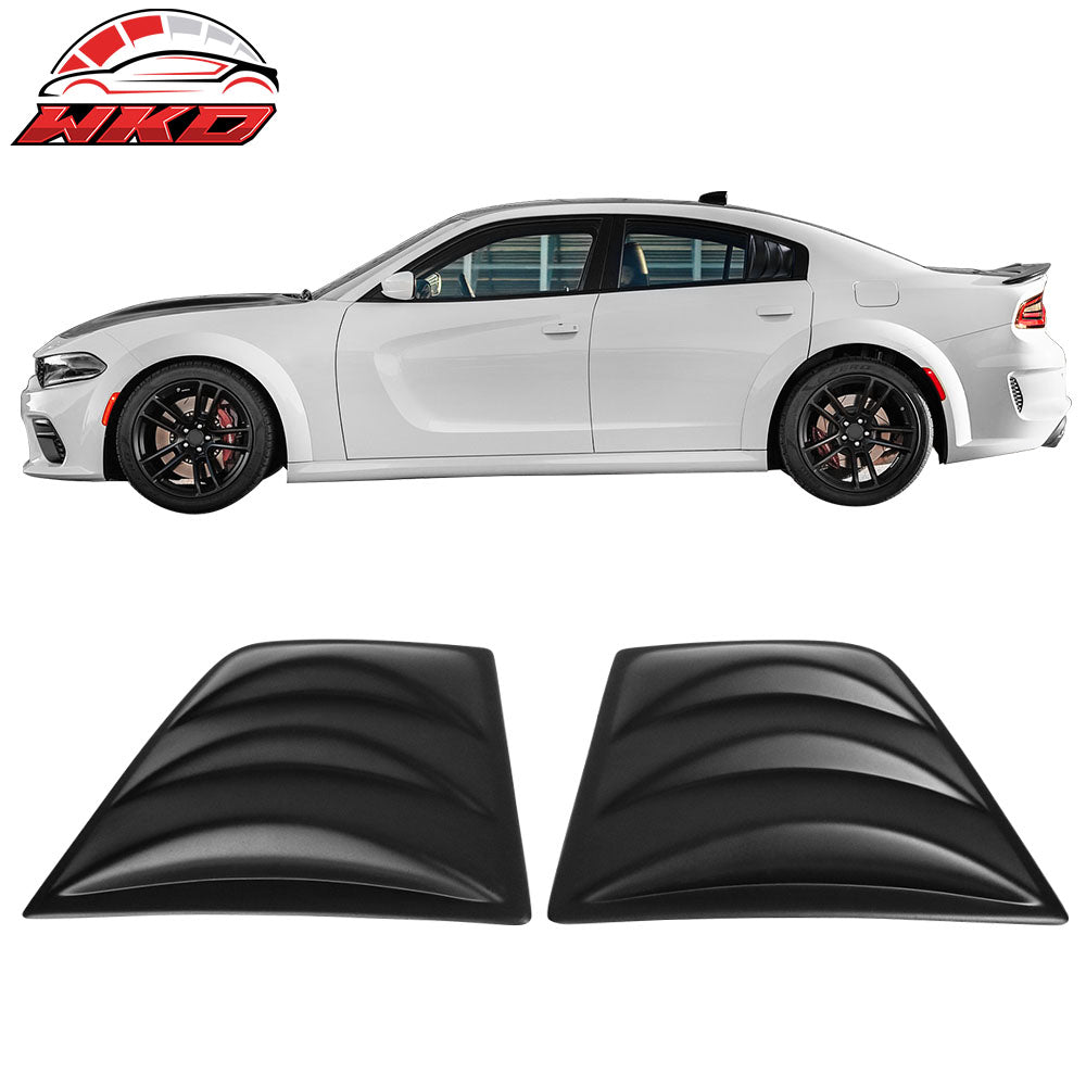 Fits 11-23 Dodge Charger V3 Style 2PCS Side Window Scoop Louvers PP Matte Black