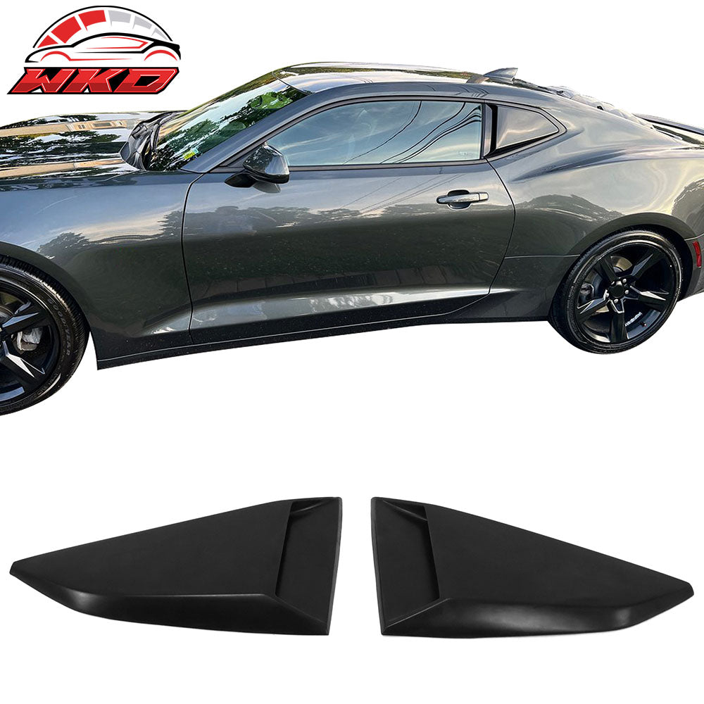 Fits 16-24 Chevy Camaro Quarter Side Window Louvers Scoops Unpainted Black - PU