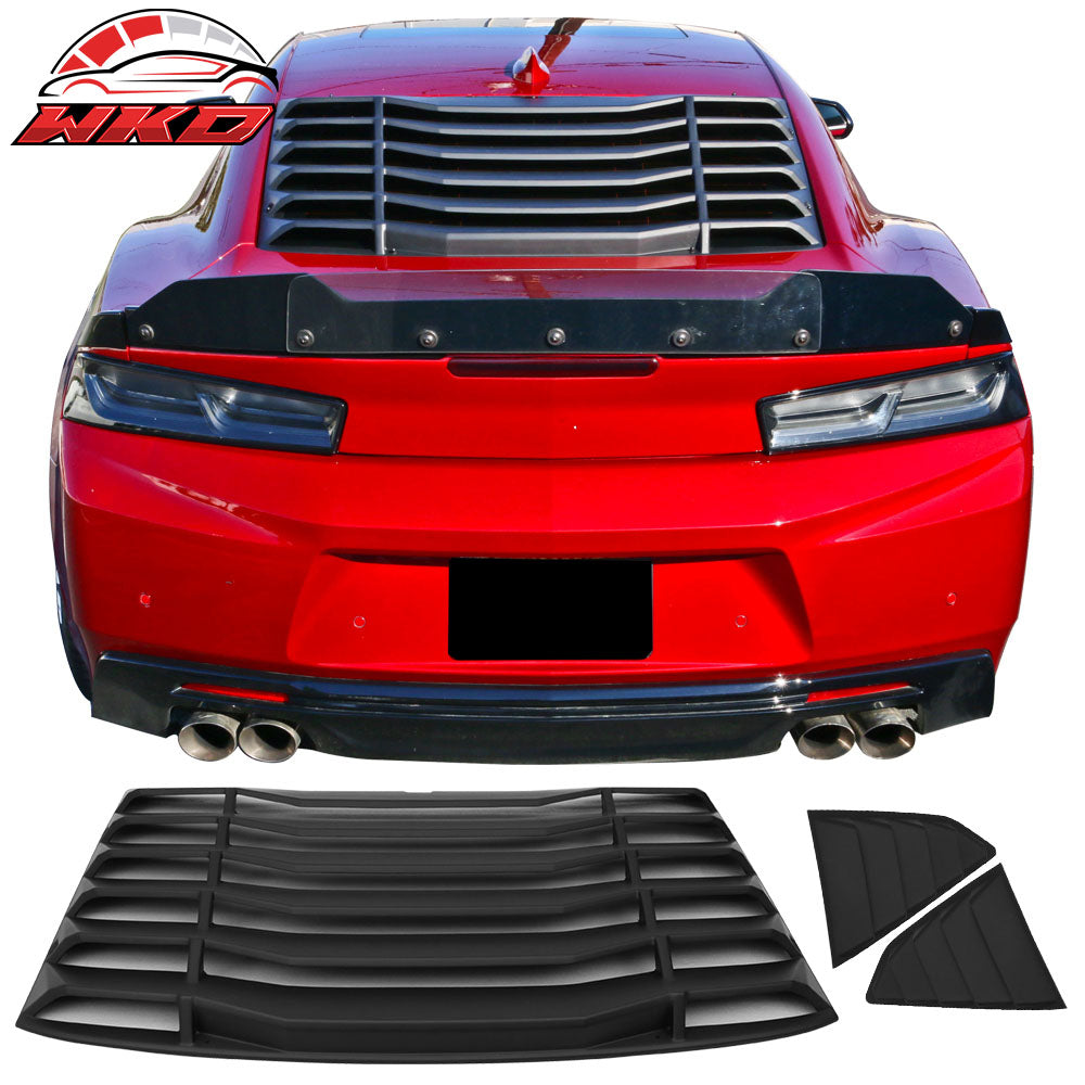 Fits 16-24 Chevy Camaro IKON Style Rear Window Louver + 2PCS Side Window Louvers
