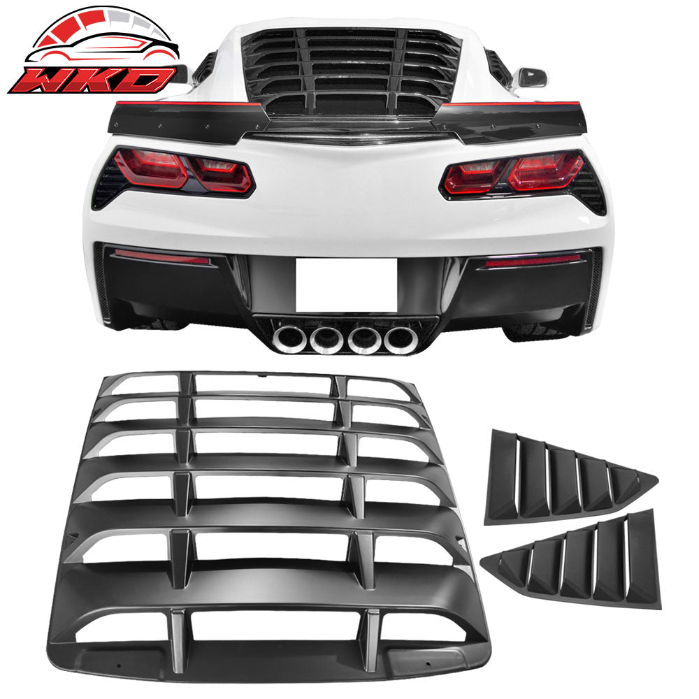 Fits 14-19 Chevrolet Corvette C7 Classic Side + Rear Window Louvers Matte Black