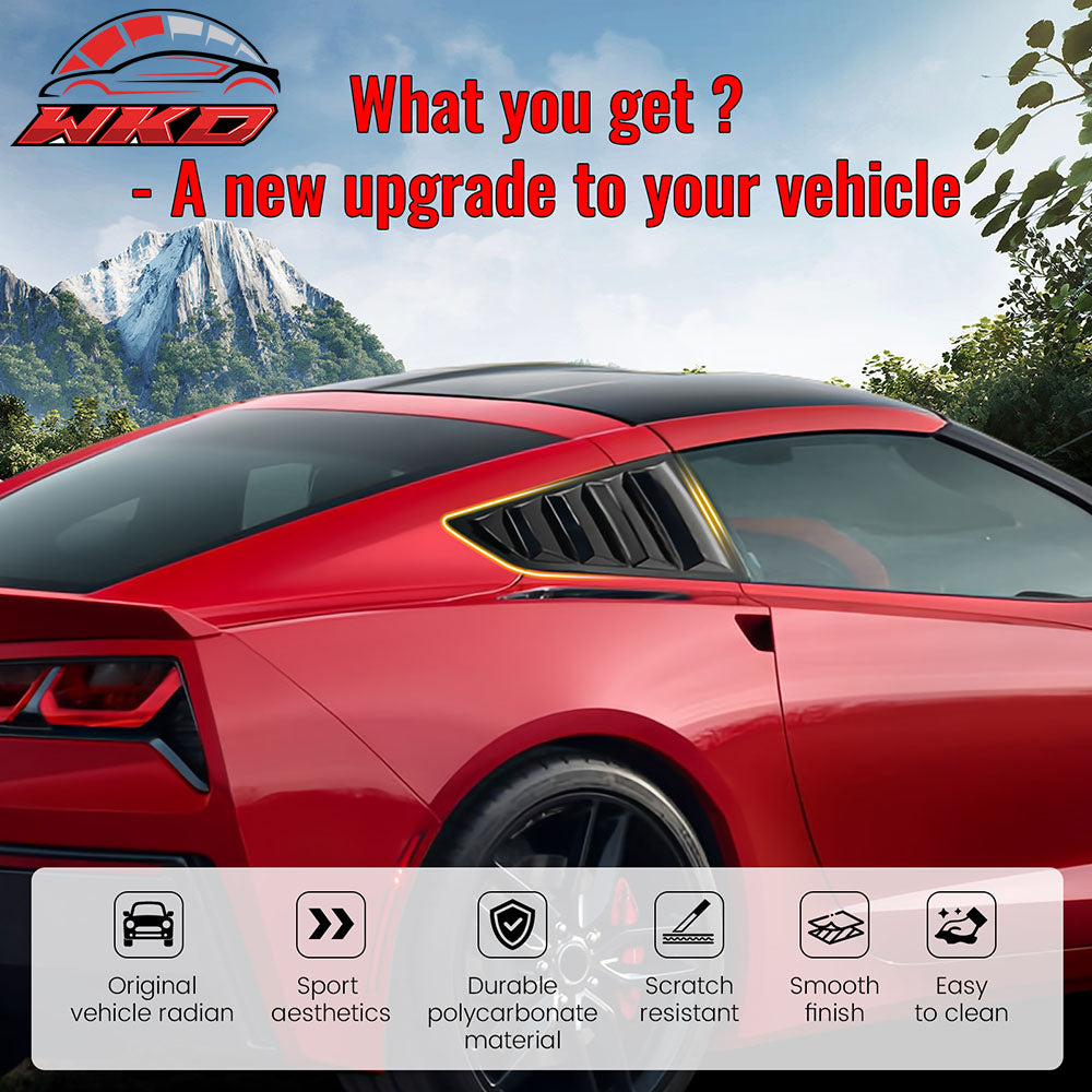 Fits 14-19 Chevrolet Corvette C7 Coupe V2 Style Side Window Louver Scoop PC 2PCS