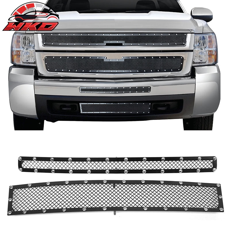 Wholesale 07-10 Silverado 2500 3500 HD Mesh Style W/ Chrome Rivets Front Lower Grille