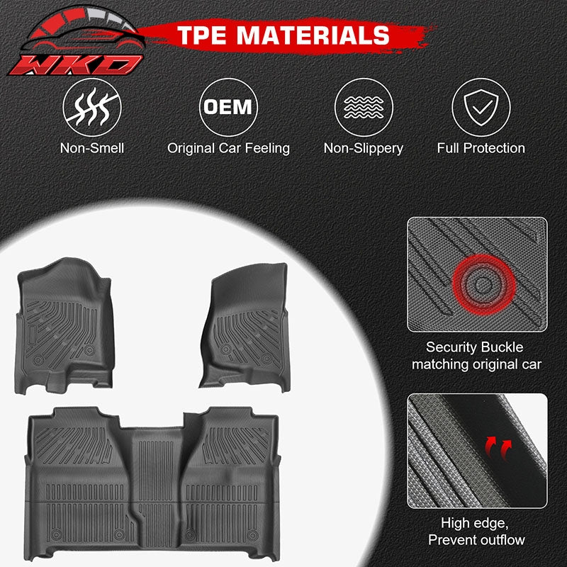 Fits 07-14 Silverado Sierra 1500 2500 3500 Crew Cab Anti-Slip Floor Mats Carpets