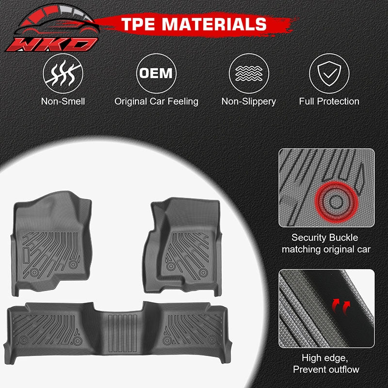 Fits 99-07 Silverado Sierra 1500 2500 Crew Cab Anti-Slip Floor Mats TPE Carpets