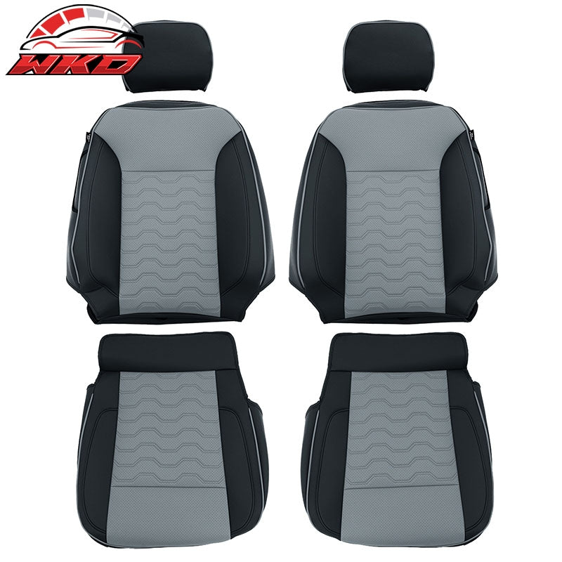 Wholesale 19-26 Silverado Sierra 1500 2500HD 3500HD Front Row Seat Covers Black& Gray - Wikond Auto