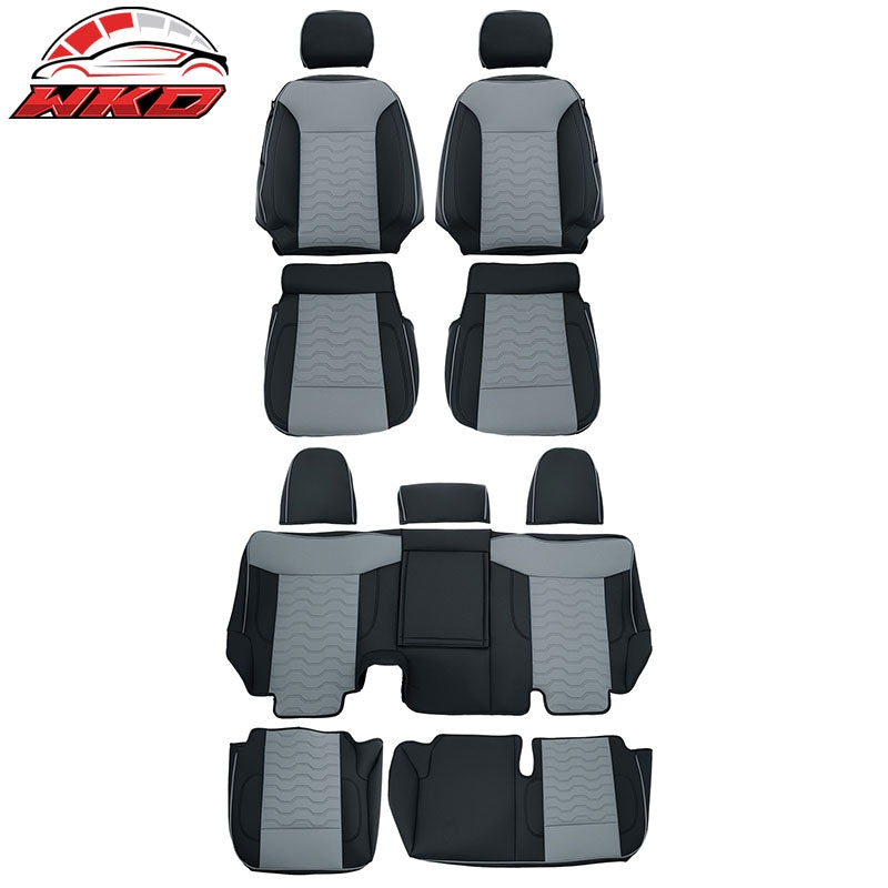 Fits 19-26 Silverado Sierra 1500 2500HD 3500HD Seat Covers Full Set Black& Gray