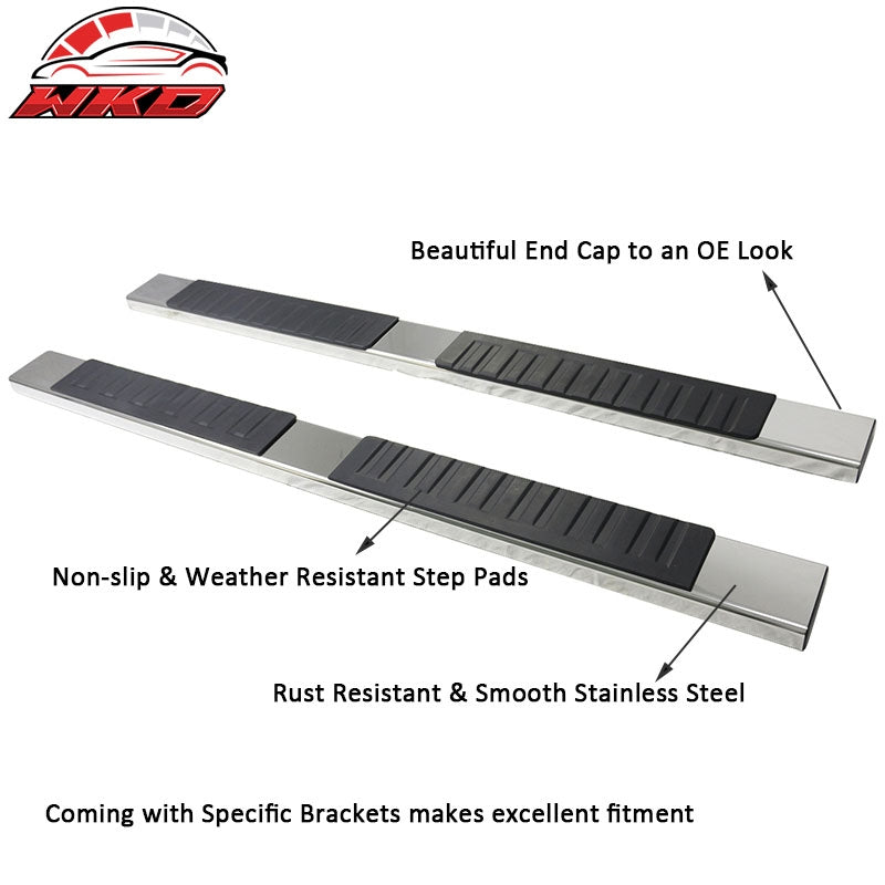 Fit 19-22 Silverado/Sierra Crew OE Style 6in SS Side Step Nerf Bar Running Board