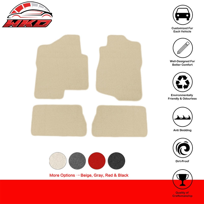 Fits 07-13 Silverado Sierra Crew Cab Tahoe Floor Mats Nylon Beige Carpets 4PC