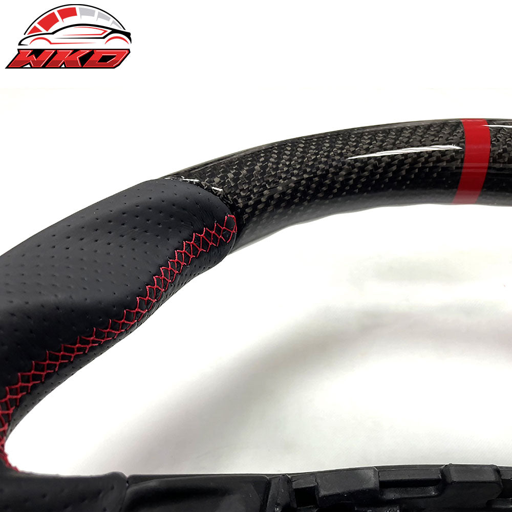 Fits 20-24 Focus Escape Carbon Steering Wheel Leather W/ Red Stitch Indicator