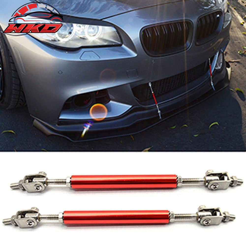 Red Adjustable 5.5-8 Universal Strut Rod Bumper Lip Splitter Tie Support Bars